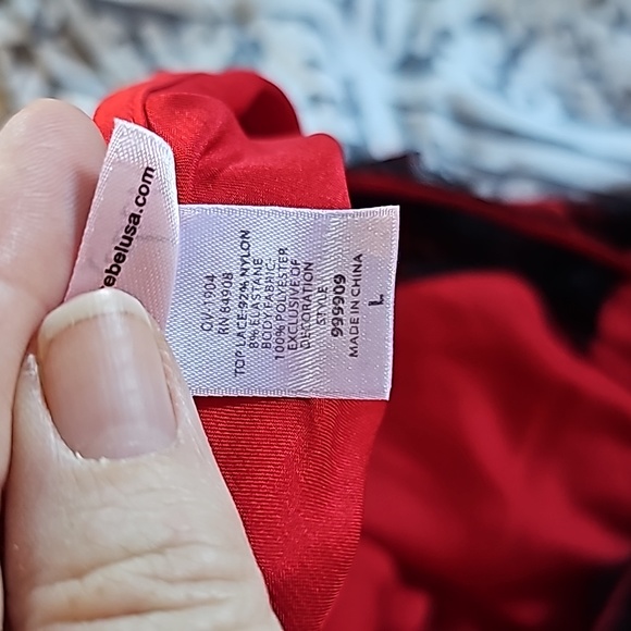 STUNNING JEZEBEL RED BLACK LACE CHEMISE - Picture 5 of 6